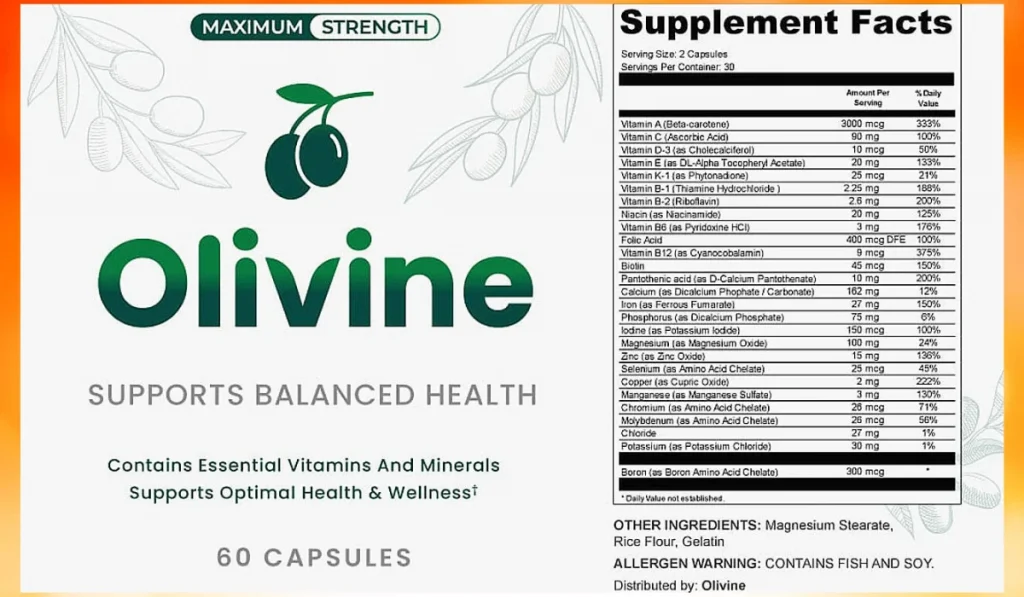 supplement facts of Olivine metabolism booster